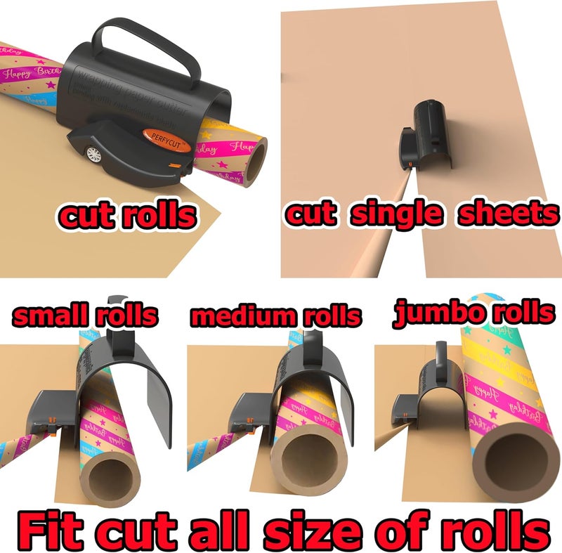 perfycut Wrapping Paper Cutter with 3 Replaceable Blade Sets for Birthday Paper Gift Wrapping Paper Roll Cutter and Christmas Wrapping Paper Cutter Tool Tube Holder Slidding Slicing. - Image 5